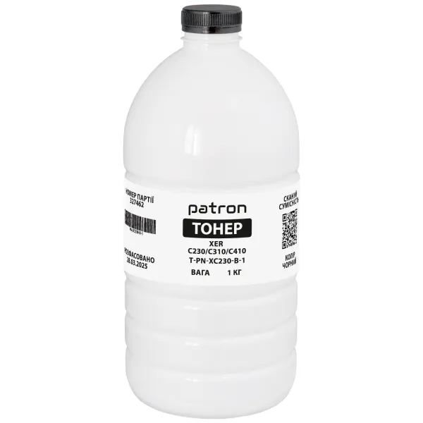 Тонер XER C230/C310/C410 флакон, 1 кг, черный Patron (PN-XC230-B-1)