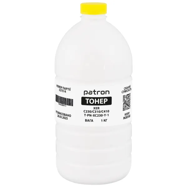 Тонер XER C230/C310/C410 флакон, 1 кг, желтый Patron (PN-XC230-Y-1)
