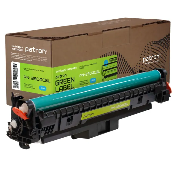 Картридж совместимый HP 230A (W2301A), Green Label, голубой Patron (PN-230ACGL)
