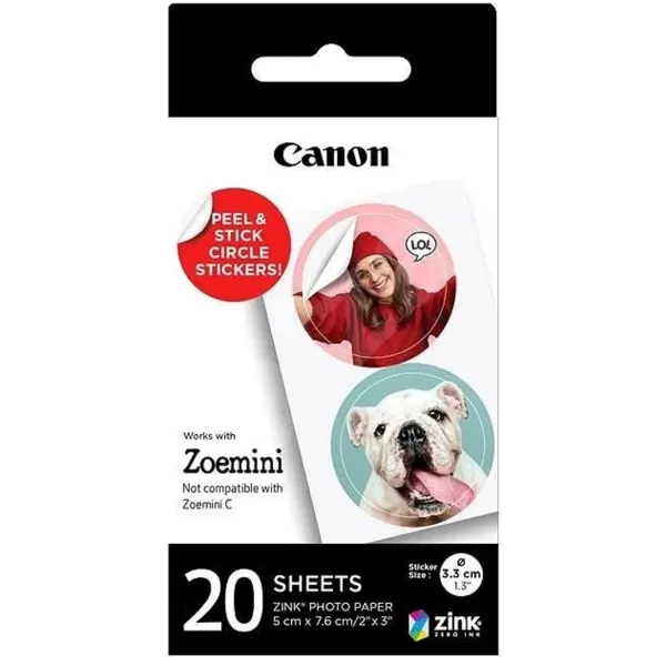 Папір ZINK 1.3" у вигляді круглих наліпок, 20 арк. Canon(4967C003)