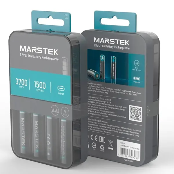Аккумулятор AA 3700 мВтч, 1,5 В, зарядный порт USB Type-C, 4 шт, Marstek (5070C) - Фото 6