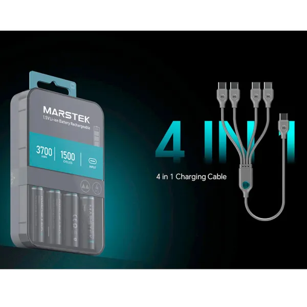 Аккумулятор AA 3700 мВтч, 1,5 В, зарядный порт USB Type-C, 4 шт, Marstek (5070C) - Фото 8
