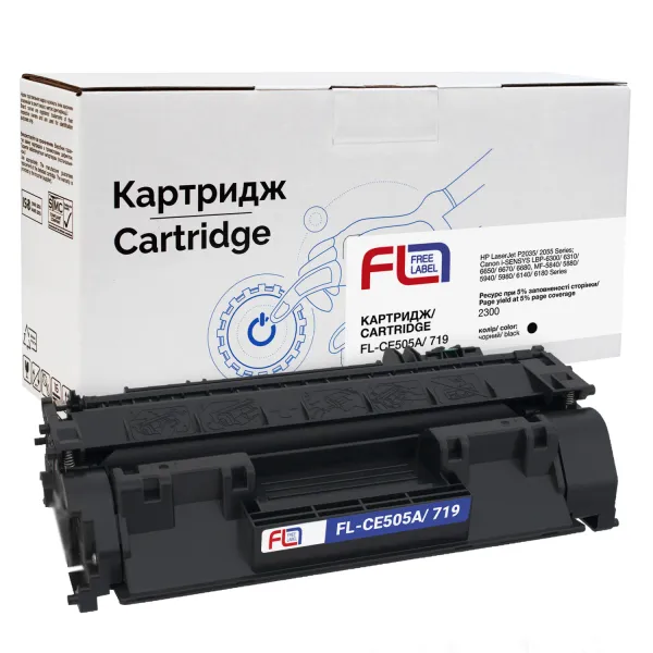 Картридж сумісний HP 05A (CE505A)/Canon 719 Free Label (FL-CE505A/719)